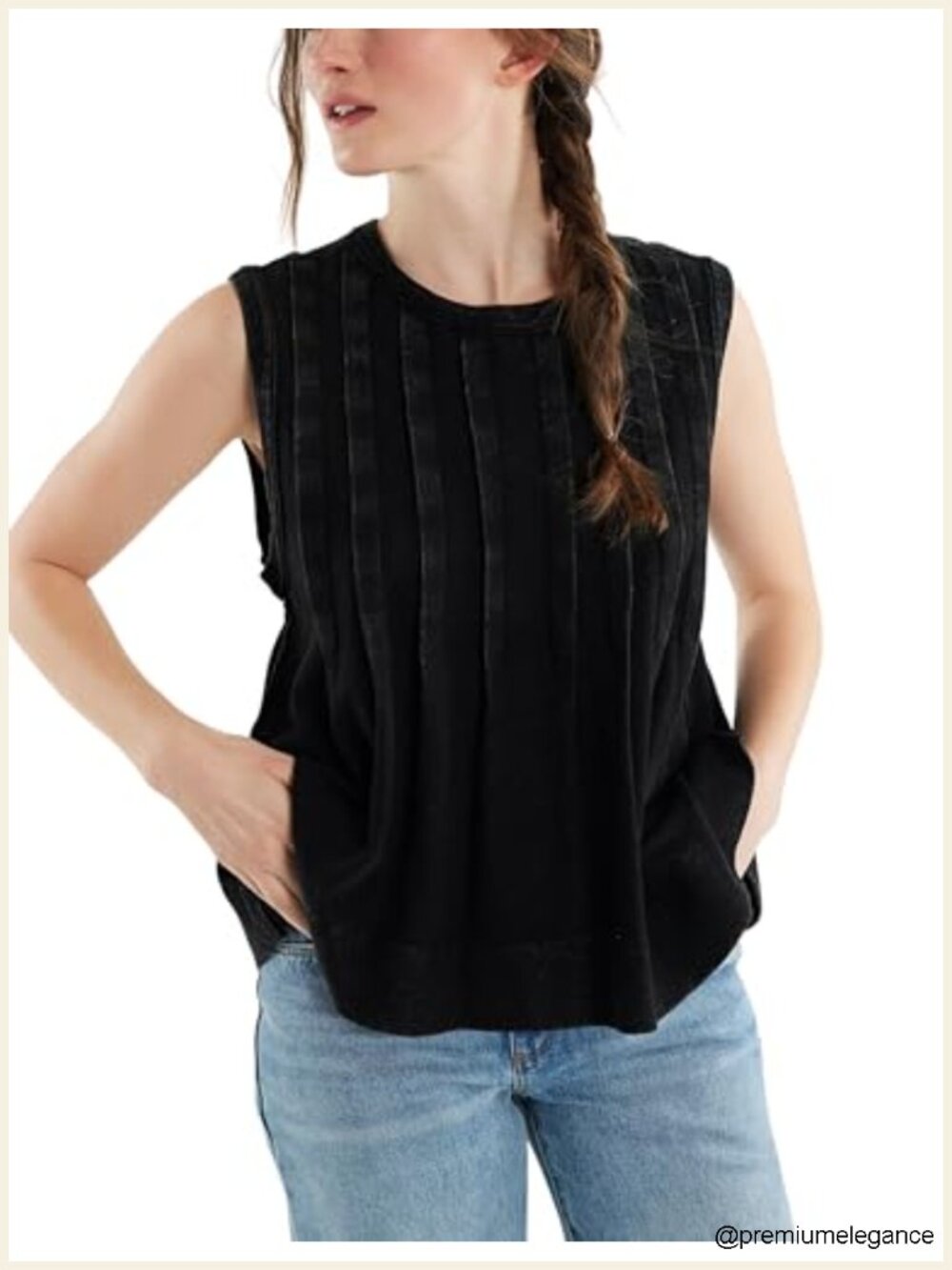 Sleeveless Cotton Peplum Top Relaxed Fit Tank